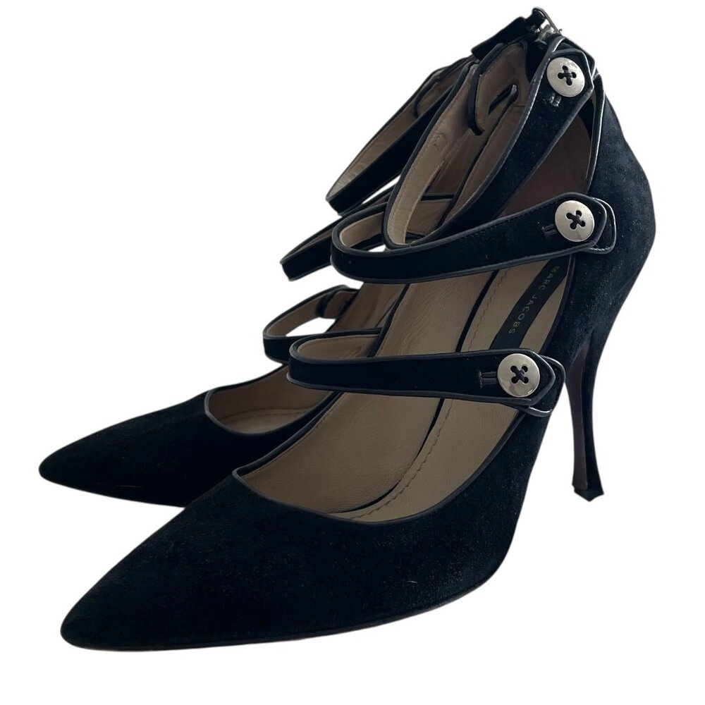 Marc by Marc Jacobs Mary Jane Heels 40.5 9.5 / 10 Black Suede Leather Pump Shoes